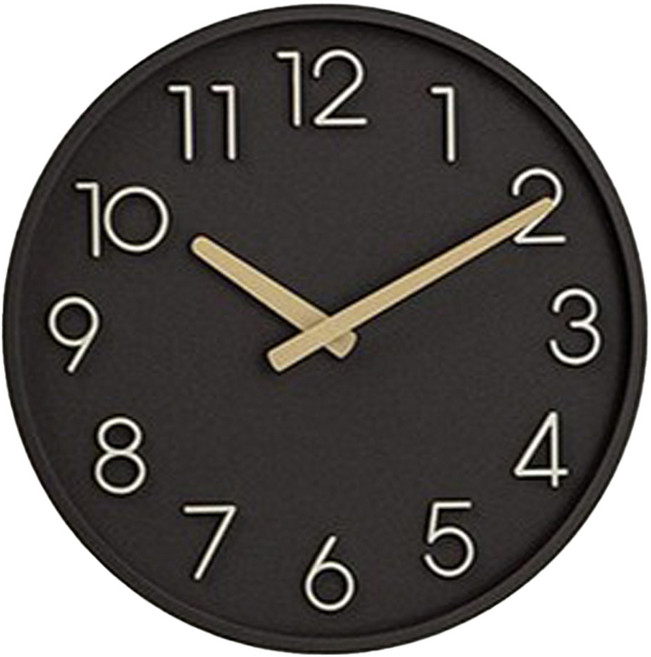 스위트하트 무소음 심플 엠보스 벽시계 280, 브라운