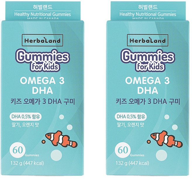 허벌랜드 키즈 오메가3 DHA 구미, 132g, 2개