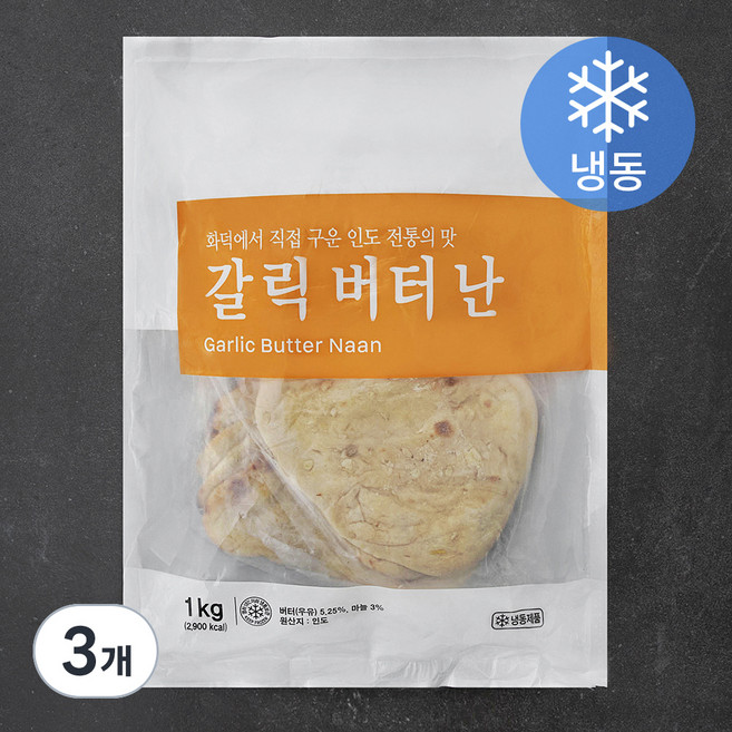 세미원 갈릭 버터 난 (냉동), 50g, 20개입, 3개