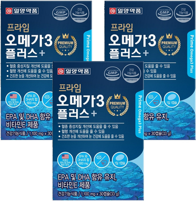 일양약품 프라임 오메가3 플러스, 30정, 3개