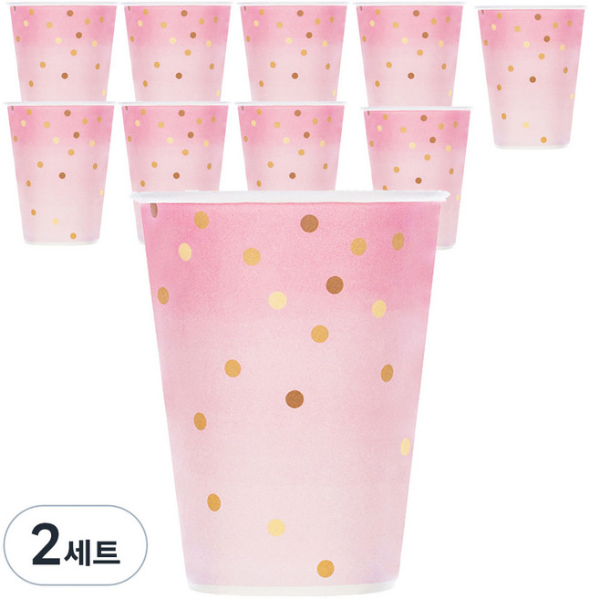 블린 핑크 마블 도트 일회용 종이컵 260ml, 10개, 2세트