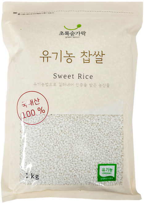 초록숟가락 유기농 찹쌀, 1kg, 1개