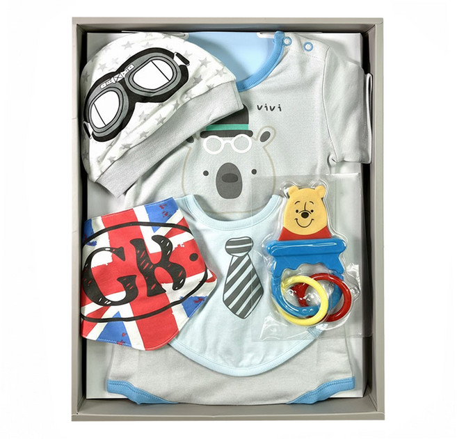 vivibaby 帥氣飛行熊領巾包屁衣禮盒組