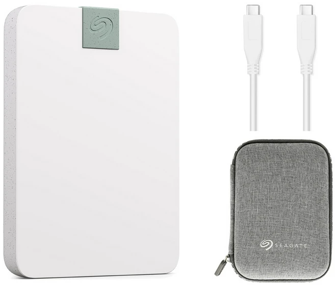 씨게이트 Ultra Touch USB-C 데이터복구 외장하드 STMA2000400, 2TB, 클라우드화이트(외장하드), 그레이(파우치) - 쿠팡