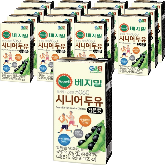 베지밀 5060 시니어 두유 검은콩, 190ml, 16개