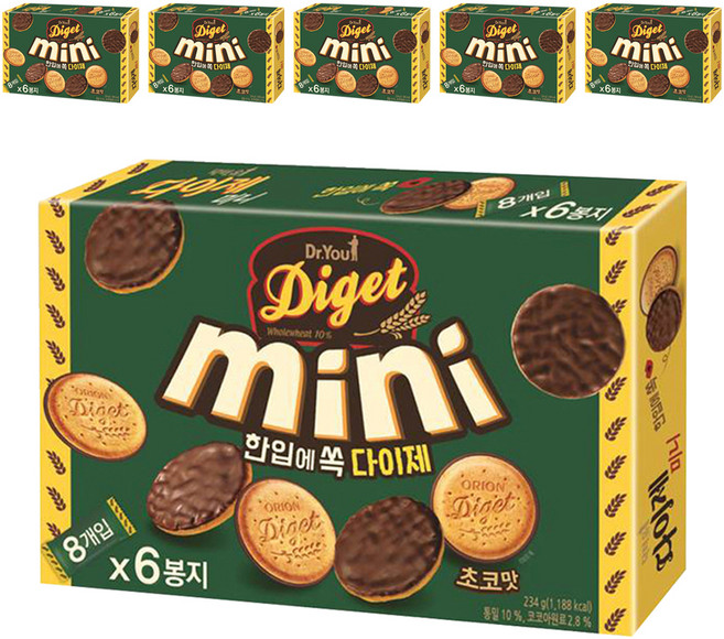닥터유 한입에 쏙 다이제 미니 초코맛, 234g, 6개