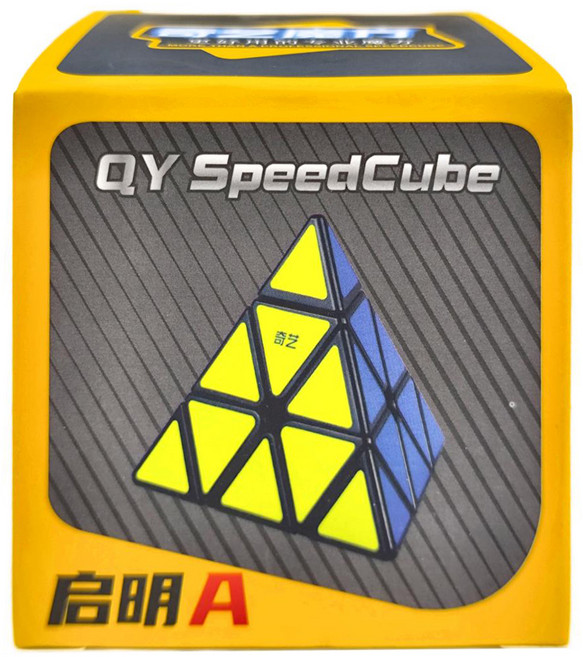 QYTOYS 奇藝 三階4面三角形魔術方塊 4色, 黑邊版 黃色 + 紅色 + 綠色 + 藍色, 1個