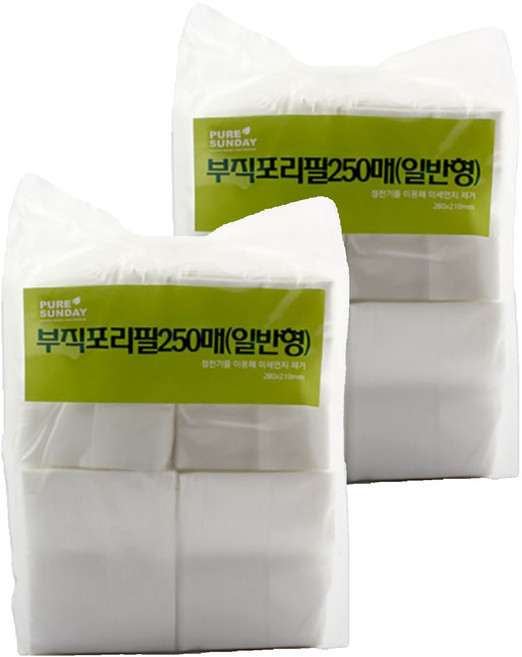 퓨어썬데이 정전기 청소포 일반형 250매, 2개