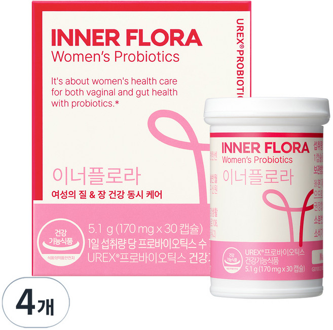 유한건강생활 이너플로라 UREX 프로바이오틱스 유산균, 30정, 4개