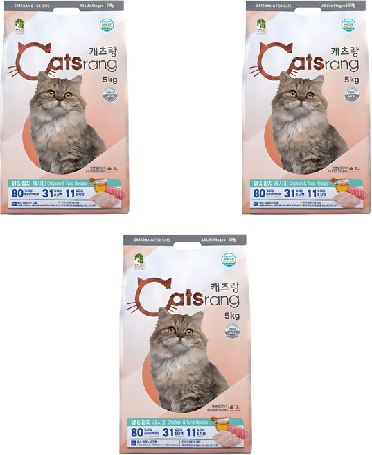 캐츠랑 NEW 전연령 올라이프 고양이 건식사료, 닭+참치, 5kg, 3개