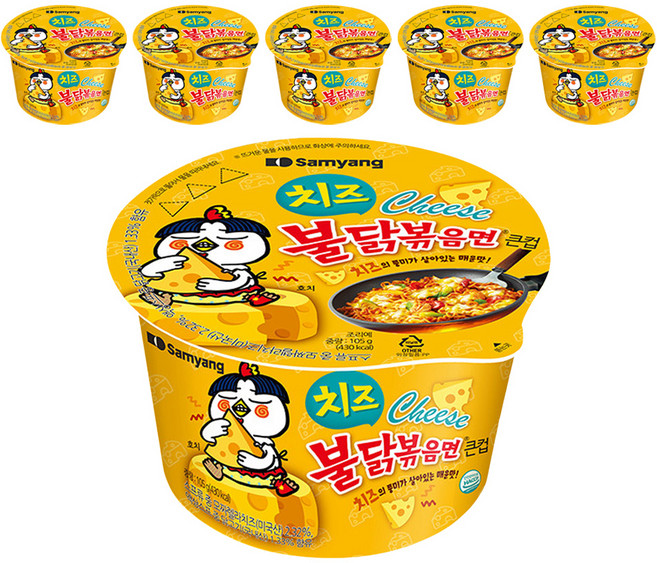 불닭볶음면 치즈 큰컵 105g, 6개