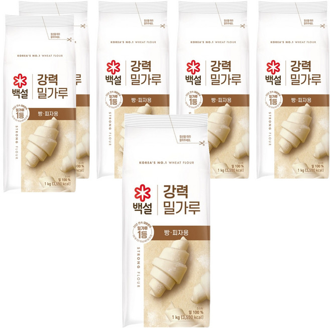 백설 강력 밀가루, 1kg, 6개