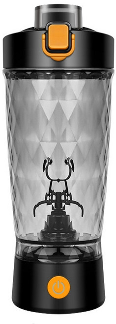 TAILI 太力 炫彩電動運動蛋白粉咖啡攪拌杯 附粉盒 650ml, 黑色, ZH90