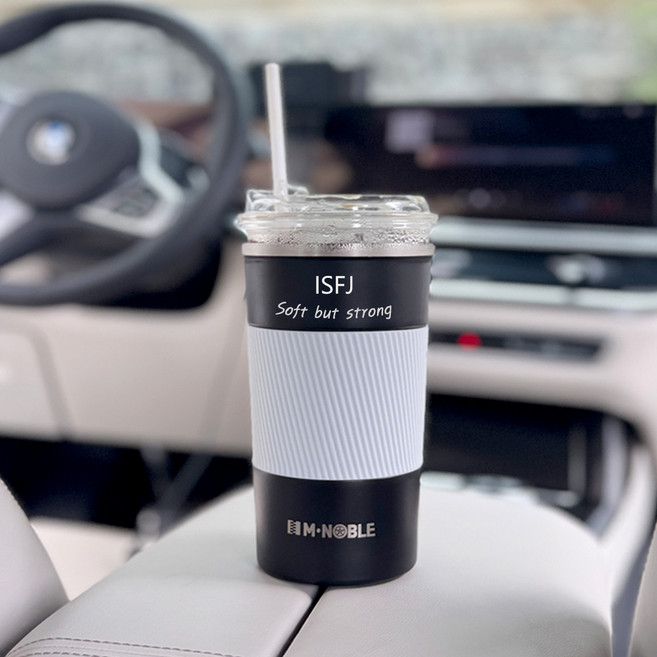 엠노블 차량용 MBTI 보온보냉 컵홀더, 블랙 ISFJ, 1개