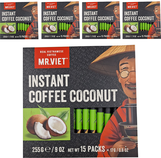 MR.VIET 椰子即溶咖啡粉, 17g, 15入, 5盒