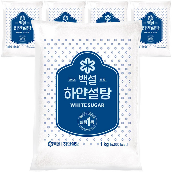 백설 하얀설탕, 1kg, 5개