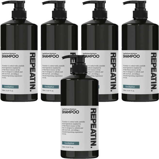 리피트인 딥퍼퓸 모이스처 프로틴 샴푸 유칼립투스향, 1L, 5개