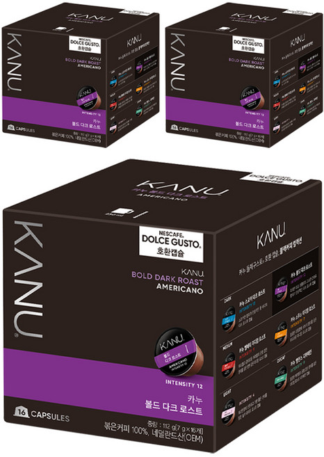 카누 볼드 다크로스트 돌체구스토 호환 캡슐커피, 7g, 16개입, 3세트