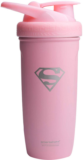 SmartShake 不鏽鋼搖搖杯 食品級304不鏽鋼 100%防漏設計 不含雙酚A, DC 女超人 粉紅色, 900ml, 1個