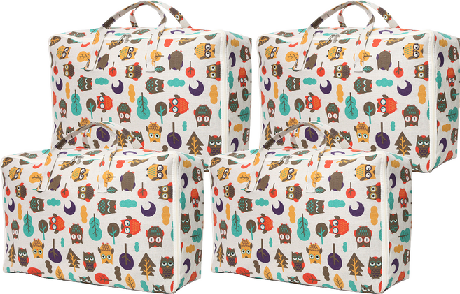 하늬통상 패브릭 이불정리함, 부엉이, 4개