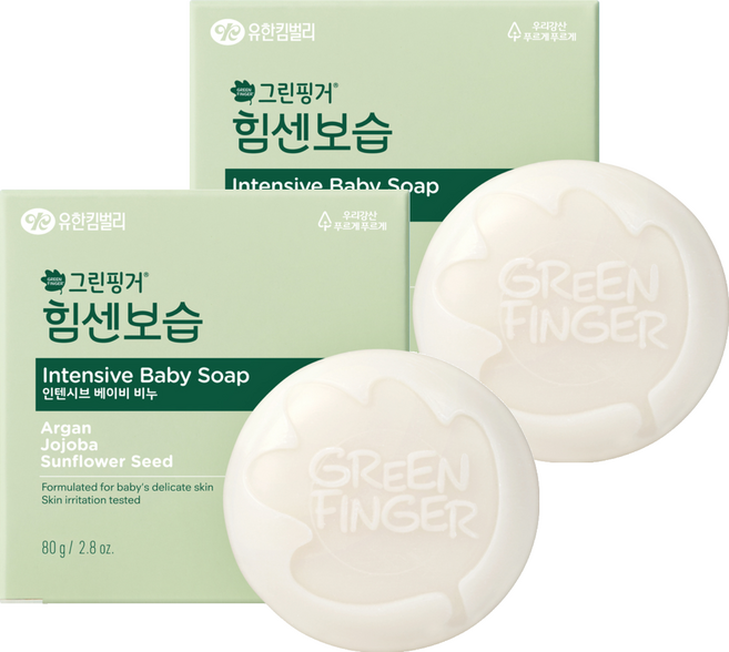 그린핑거 힘센 보습 인텐시브 베이비 비누, 80g, 2개