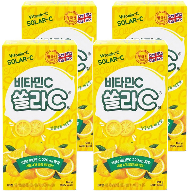 고려은단 쏠라C 정 레몬맛, 80정, 4개