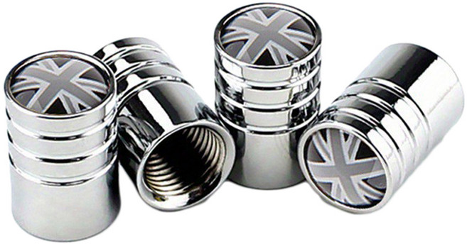 그리뉴얼 모던 스타일 타이어 밸브캡, 실버 흑백국기, 4개