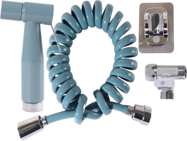 아쿠아듀오 욕실 스프레이 건 변기샤워기 세트, 1개, 하와이안블루