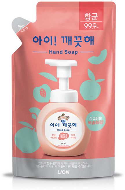 아이깨끗해 향균 거품 핸드 솝리필 모이스처라이징 복숭아향, 200ml, 1개