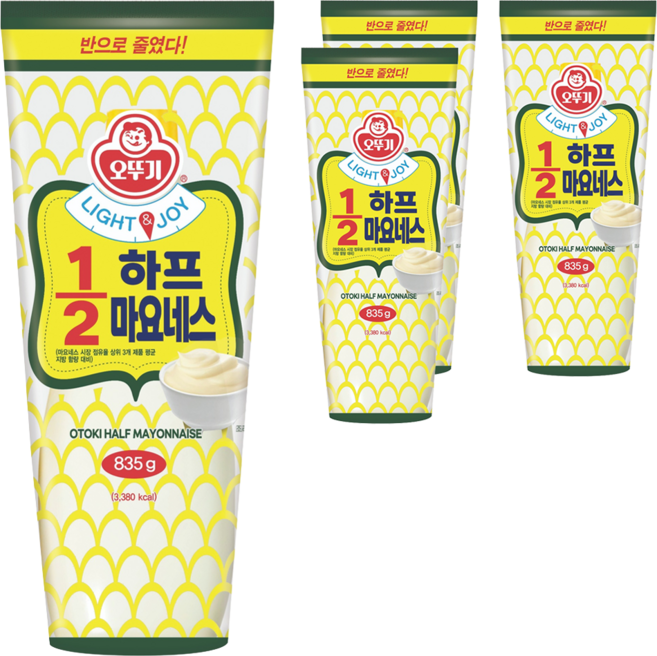 오뚜기 LIGHT & JOY 1/2 하프 마요네스, 835g, 4개