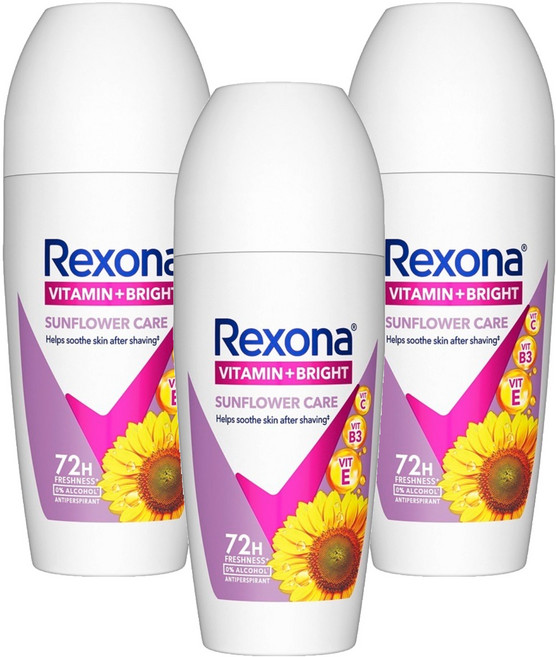 Rexona 蕊娜 制汗爽身香體露 淨亮制汗, 45ml, 3瓶