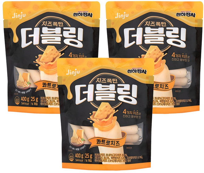 더블링 천하장사 콰트로치즈 소시지, 400g, 3개