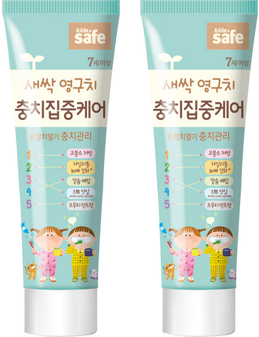 라이온 키즈세이프 충치 집중케어 치약, 60g, 2개
