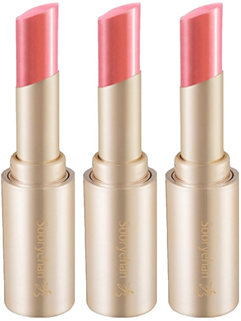 수려한 연 실크 립 루즈 립스틱, 3개, 로즈베이지