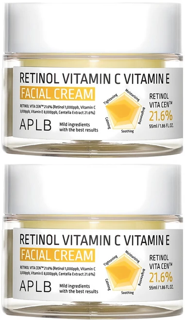 APLB 레티놀 비타민C 비타민E 페이셜 크림, 55ml, 2개 - 쿠팡