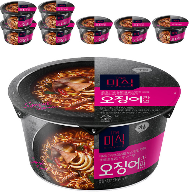 더미식 오징어 컵라면 127g, 8개