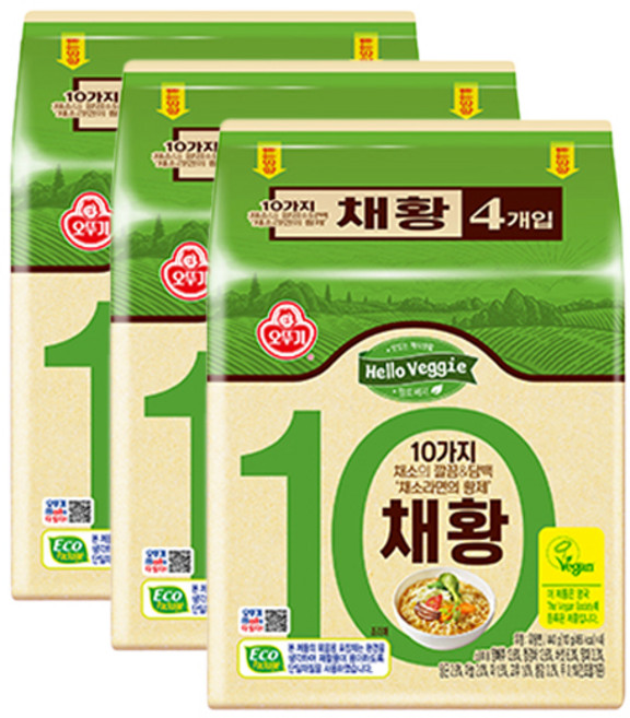 오뚜기 헬로베지 채황 라면 110g, 12개
