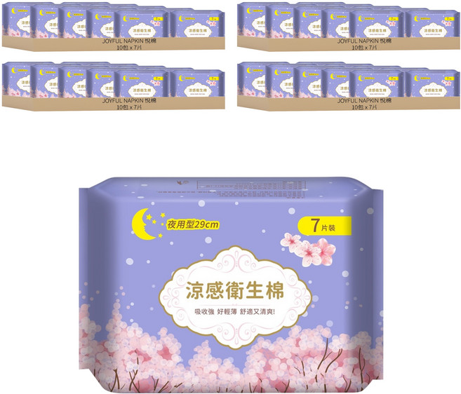 JOYFUL NAPKIN 悅棉 涼感衛生棉, 夜用型(29cm), 7片, 40包