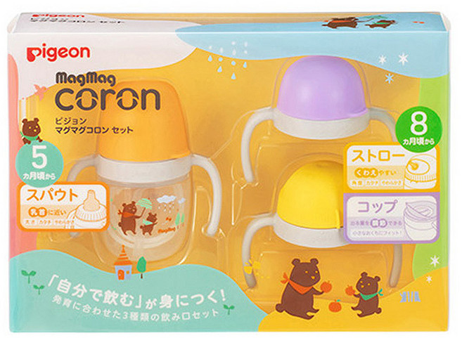 pigeon 貝親 MagMag 莫哭杯, 小熊款 橘色 + 黃色 + 紫色, 200ml, 1盒