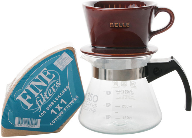 홈카페 핸드드립 필터 세트 1~2인용 101, 드리퍼 + 서버 + 필터지, 350ml, 1세트