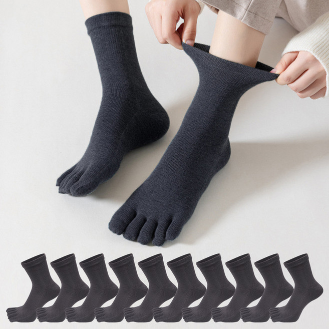 두발로 여성용 럭셔리 중목 발가락 양말 10켤레