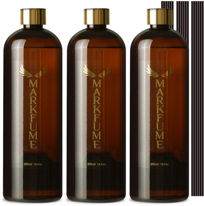 마크퓸 골드에디션 대용량 디퓨저 리필액 x 3p + 리드스틱 18p 세트, 퍼플베리, 500ml, 1세트