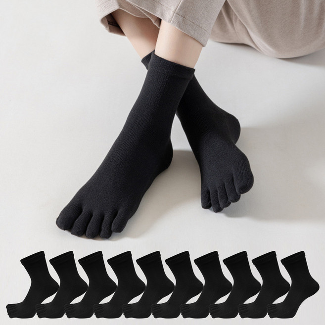 두발로 여성용 럭셔리 중목 발가락 양말 10켤레