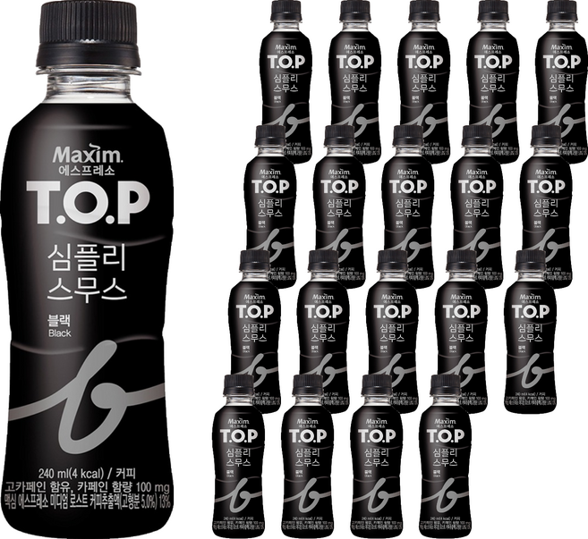 Maxim 麥心 T.O.P Simply Smooth瓶裝黑咖啡, 240ml, 20瓶