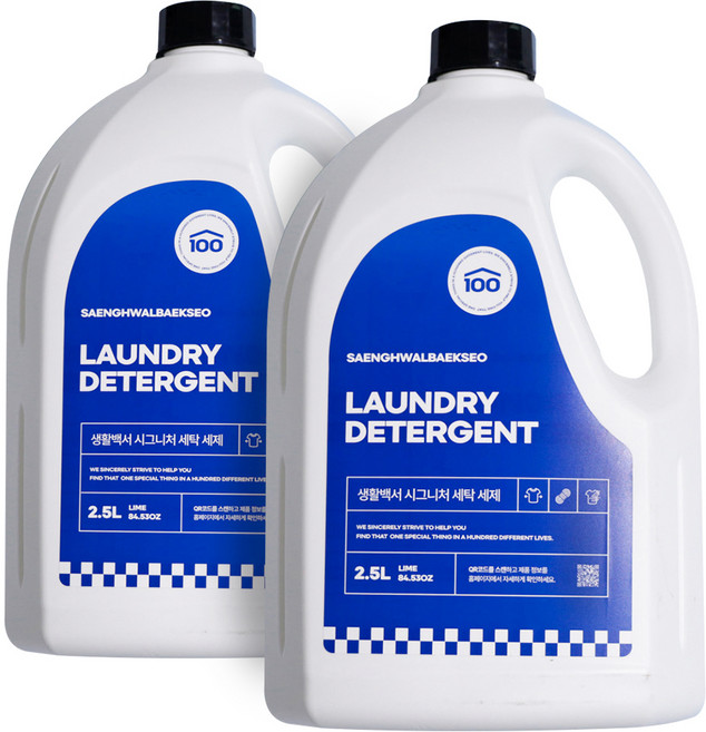 생활백서 세탁 세제 본품, 2개, 2.5L