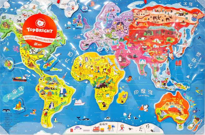 TOPBRIGHT 特寶兒 環遊世界磁性地圖, 88片, 1盒