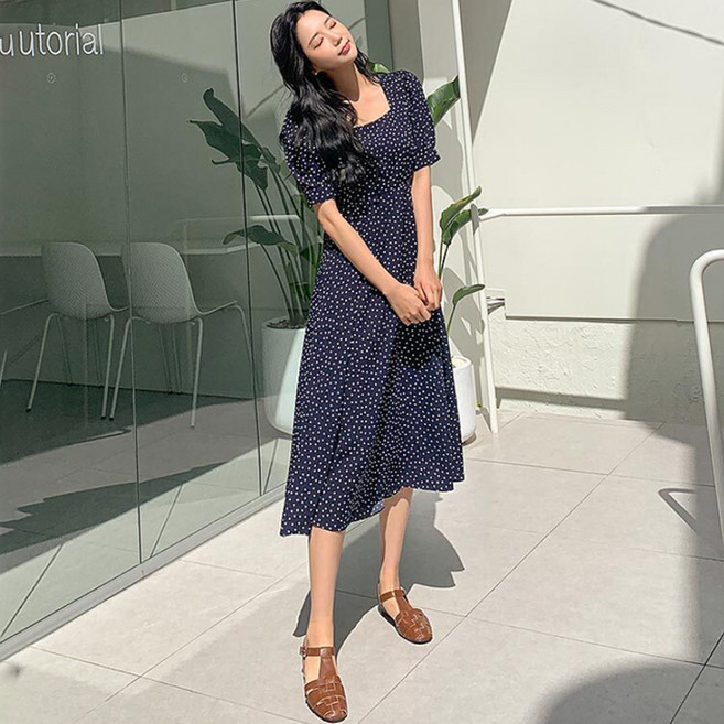 엔비룩 러브도트 핀턱 롱원피스