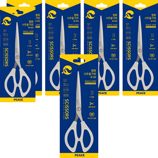 피스코리아 오피스 가위 M-512, 랜덤발송, 6개