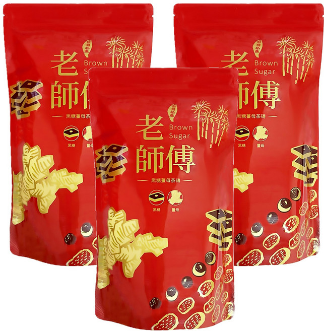老師傅 黑糖玫瑰四物茶磚, 45g, 11包, 3袋