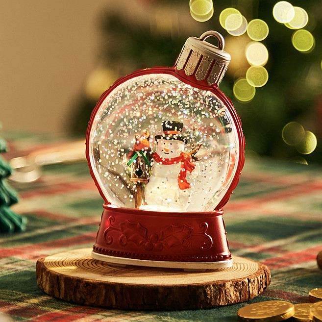 크리스마스 스노우 워터볼 무드등, 눈사람과앵무새, 9.5 x 4.1 x 14 cm, 1개